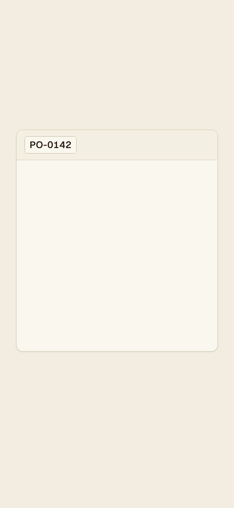 A delivery being checked on a phone: two lines arrive in full, the third is short, and the shortfall splits into good, damaged and missing with a photo attached.